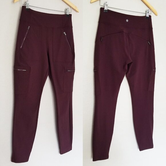 Athleta Headlands Hybrid High Rise Cargo Legging Pants Spiced Cabernet 6P $119 - Picture 16 of 16